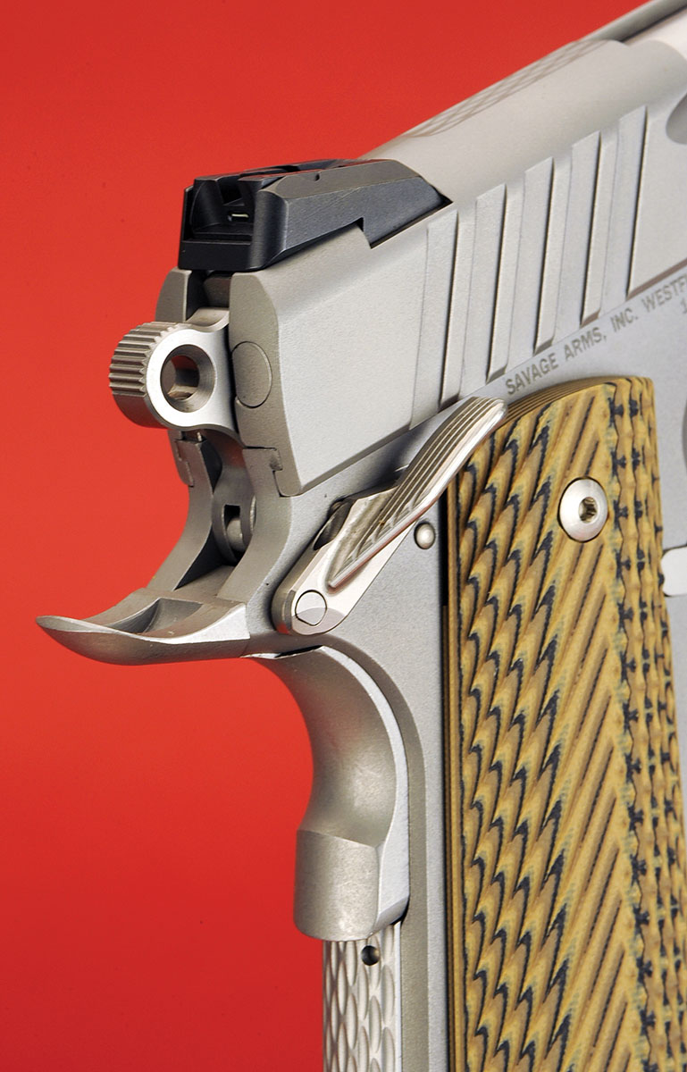 Details abound with this gun. Note the beavertail safety, right-side safety lock, low-profile sights and the Commander-styled hammer.